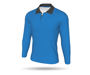 Mens LS Inline Football Shirt - Polo Collar 3 Button