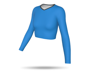 Womens Raglan LS Cheerleading Crop Top - V-Neck Collar