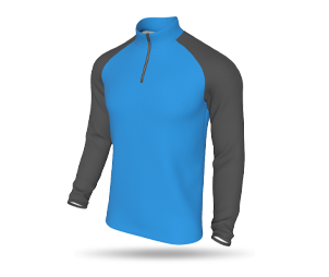 Mens LS Raglan Shortened Quarter Zip Midlayer Fleece